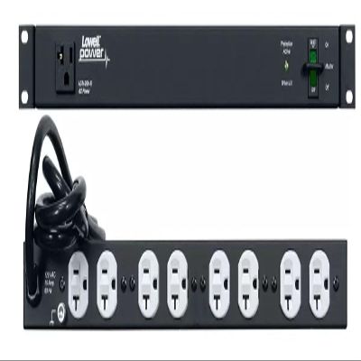 Lowell ACR-209-S Power Distribution Panel; 9 (20A) x Outlets; 120VAC; Basic Surge Protection with LED Status Indicator; 9ft. Attached Power Cord; with NEMA 5-20P Plug; Lighted Rocker On/Off Switch