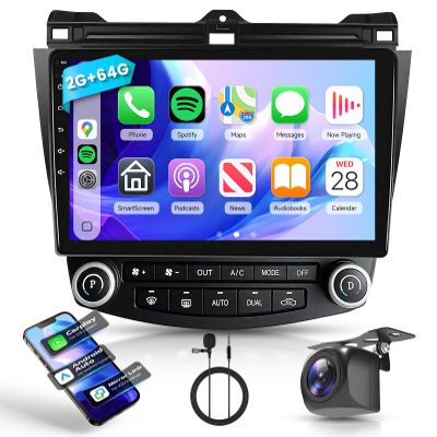 for Honda Accord 7th 2003 2004 2005 2006 2007 Android Car Stereo with Wireless Carplay/Android Auto 10.1" Touchscreen Autoradio Support WiFi GPS Navigation Backup Camera SWC FM/RDS Radio 2G+64G