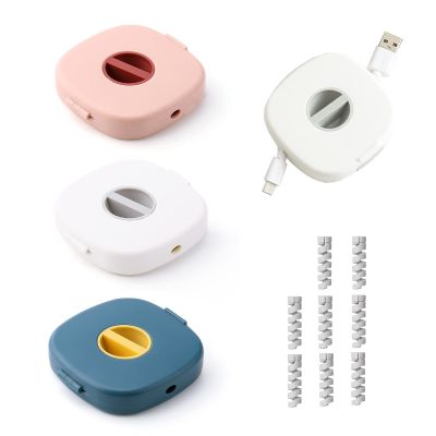 CARURLIFF 4 PCS Retractable Cable Management Mini Headphone Cable Winder Organizer Mouse Cable Reel and 8 PCS Cable Protector