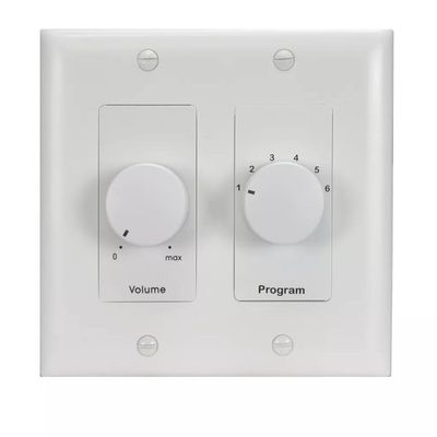 Lowell CS650-DW 50W Mono Volume Control and Program Selector Switch with 1 and 2-Gang Decorator Wall Plates, White; for Use with 70V or 25V Speaker Lines; Provides 33dB Attenuation in 10 Steps