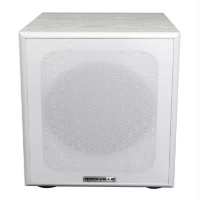 Rockville Rock Shaker 8" 400W Powered Subwoofer, Deep Bass, Class-D Amp, RCA Inputs, MDF Enclosure, White Finish, for Home Theater & Studio
