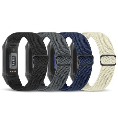 enkic Elastic Nylon Bands Compatible with Fitbit Charge 6/Charge 5 Bands, 4 Pack Soft Adjustable Stretchy Strap Breathable Sport Loop Replacement Wristband for Fitbit Charge 5/Charge 6 Men Women