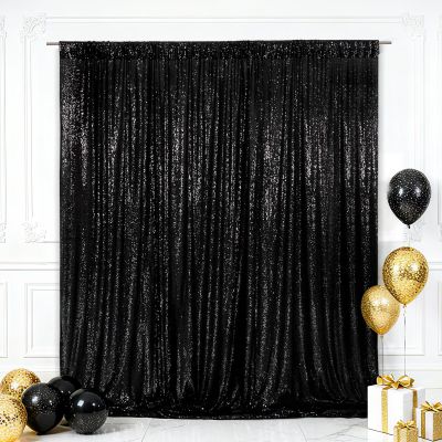 Eternal Beauty Black Sequin Backdrop, 8x10 Ft Halloween Glitter Background Curtains for Shimmer Photography Party Wedding Birthday Back Drop Decor