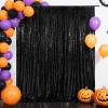 Eternal Beauty Black Sequin Backdrop, 8x10 Ft Halloween Glitter Background Curtains for Shimmer Photography Party Wedding Birthday Back Drop Decor view 2