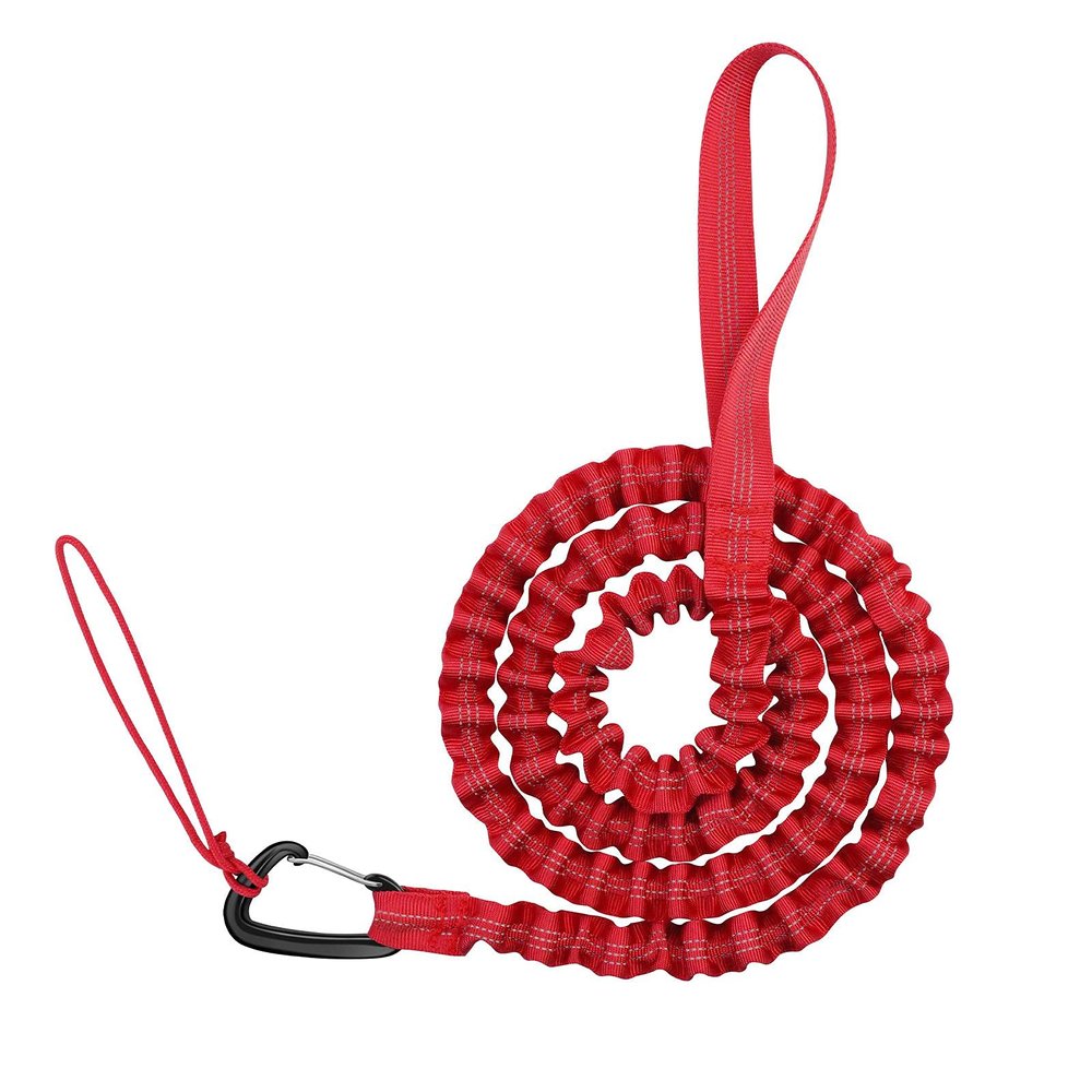 Red Bike Bungee Tow Rope for Kids, Child Bike Stretch Bungee Cord Pull Behind Attachment High Strength 800KG 3M Bicycle Towing Strap with Carabiner