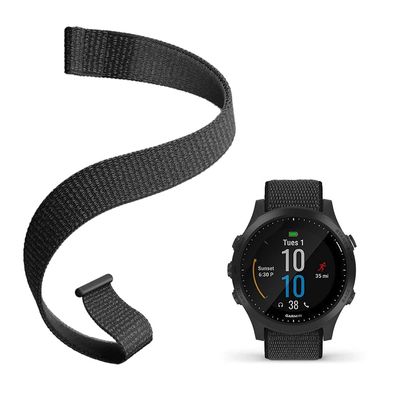 C2D JOY Strap Compatible with Garmin Forerunner 945/93522mm Replacement Watch band - Woven Nylon with Hook-And-Loop - (10#) Dark Black,Medium(5.5-7.5in)