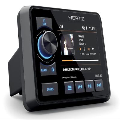 Hertz HMR-50 3-Zone Receiver 3.5" Color TFT IPS Display AM/FM/USB/Bluetooth, L/R line Out per Zone + Sub LP 60-80-100 Hz