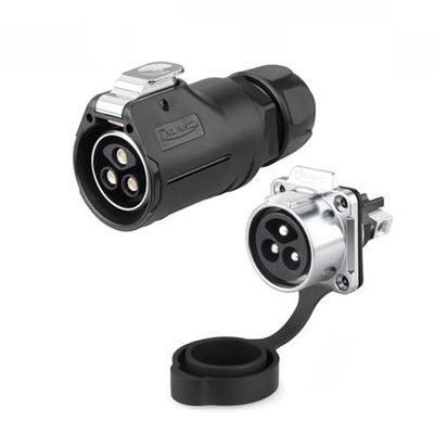 CNLINKO 3 Pin 50Amp Power Industrial Circular Connector, Female Plug & Male Panel Mount Receptacles Socket Jack, Rated 50amp, Outdoor Waterproof IP67, Easy Plug and Pull, Screw Locking Termination