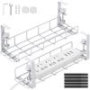Under Desk Cable Management Tray, 31.5'' No Drill Steel Cable Tray Organizers, Wire Management Tray Cable Rack with Clamp Mount, Metal Under Desk Tray with Wire and Cord Organizer (White, 2 Pack) view 1