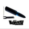 VMS RACING 50 Cal Caliber Black Back The Blue Thin Blue Line 5.5 Inch Bullet Antenna with Anti-Theft + Copper Coil Billet Aluminum Short Compatible with Nissan Frontier view 4
