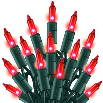 TW SHINE Valentine's Day Red Lights, 20FT 100 Count Incandescent Christmas Mini Tree String Lights, Waterproof Christmas Decorations for Outdoor Indoor Xmas Patio Home Party Garden Yard Decor