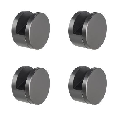 Round Glass Hanging Clips, 4 Pcs Mirror Clips, Frameless Glass Shelf Bracket Clamp Wall-Mounted, Aluminum Alloy Material, Black