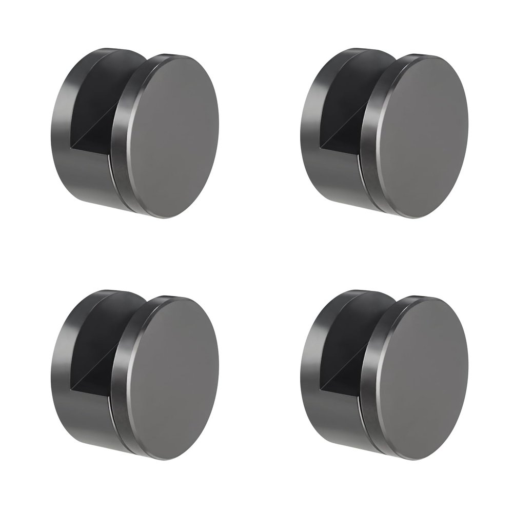Round Glass Hanging Clips, 4 Pcs Mirror Clips, Frameless Glass Shelf Bracket Clamp Wall-Mounted, Aluminum Alloy Material, Black