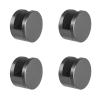 Round Glass Hanging Clips, 4 Pcs Mirror Clips, Frameless Glass Shelf Bracket Clamp Wall-Mounted, Aluminum Alloy Material, Black view 1