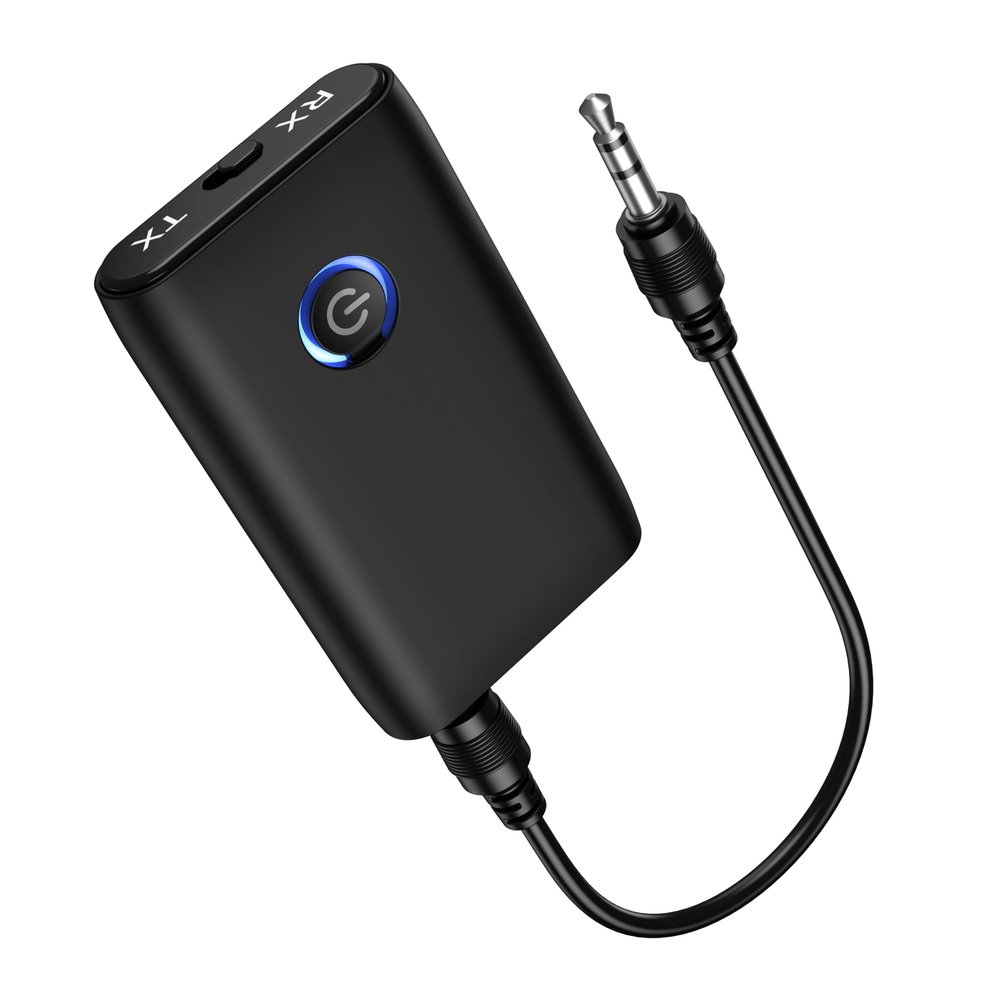Ankilo Aux Bluetooth Adapter for Car, Upgraded Bluetooth 5.3 Transmitter Receiver, Portable Wireless Adapter, 2-in-1 Aux Audio Receiver for Laptop, Radio, Headphones, Speakers, TV