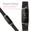 Elegant Slim Leather Compatible with Fitbit Luxe Watch Band,Strap Wristband, Soft Bracelet Replacement, Screen Protector(Black Black) view 2