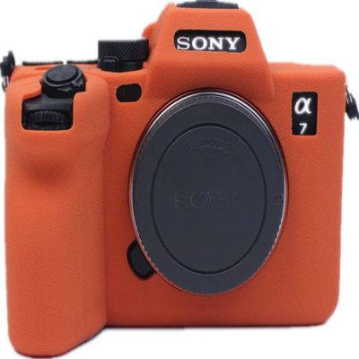 BolinUS For A7 IV Case, Fullbody Ultra-thin Lightweight Rubber Soft Silicone Housing Case Bag Cover for Sony Alpha A7 IV A7IV (Orange)