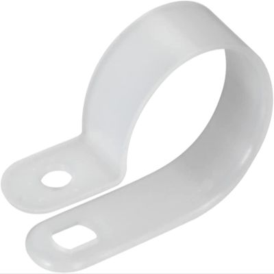 KLYMY Cable Clips,Wire Holder,Cord Management Organiser Clamps Home and Office, 50Pcs Nylon R-Type Cable Clamp Organizer Cord Clips for Wire Management 25.4mm White UC-6
