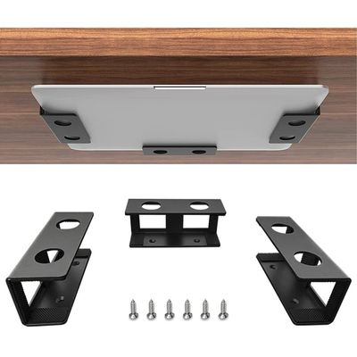 IFCASE Under Desk Laptop Mount, Metal Under Desk Shelf Holder for Laptop, Mac mini, MacBook, Keyboard with Anti-Scratch Silicone (Black)