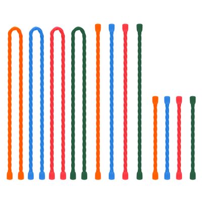 12 PCS Silicone Cable Ties 4 6 12 Inch Steel-Core Twist Ties Reusable Rubber Ties Straps for Organizing Bundling and Holding Wire All Purpose Bendable Cord Tie for Indoor and Outdoor (4 Colors)