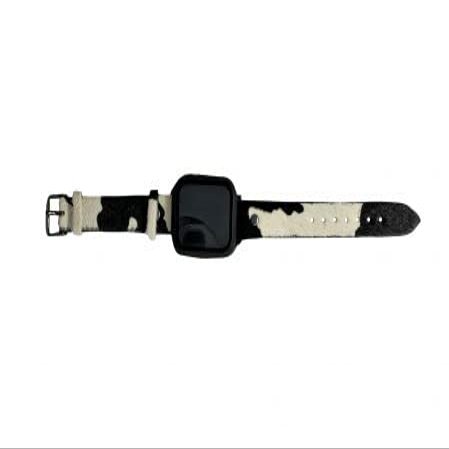 Black & White Hair on Cowhide Smart Watch Band