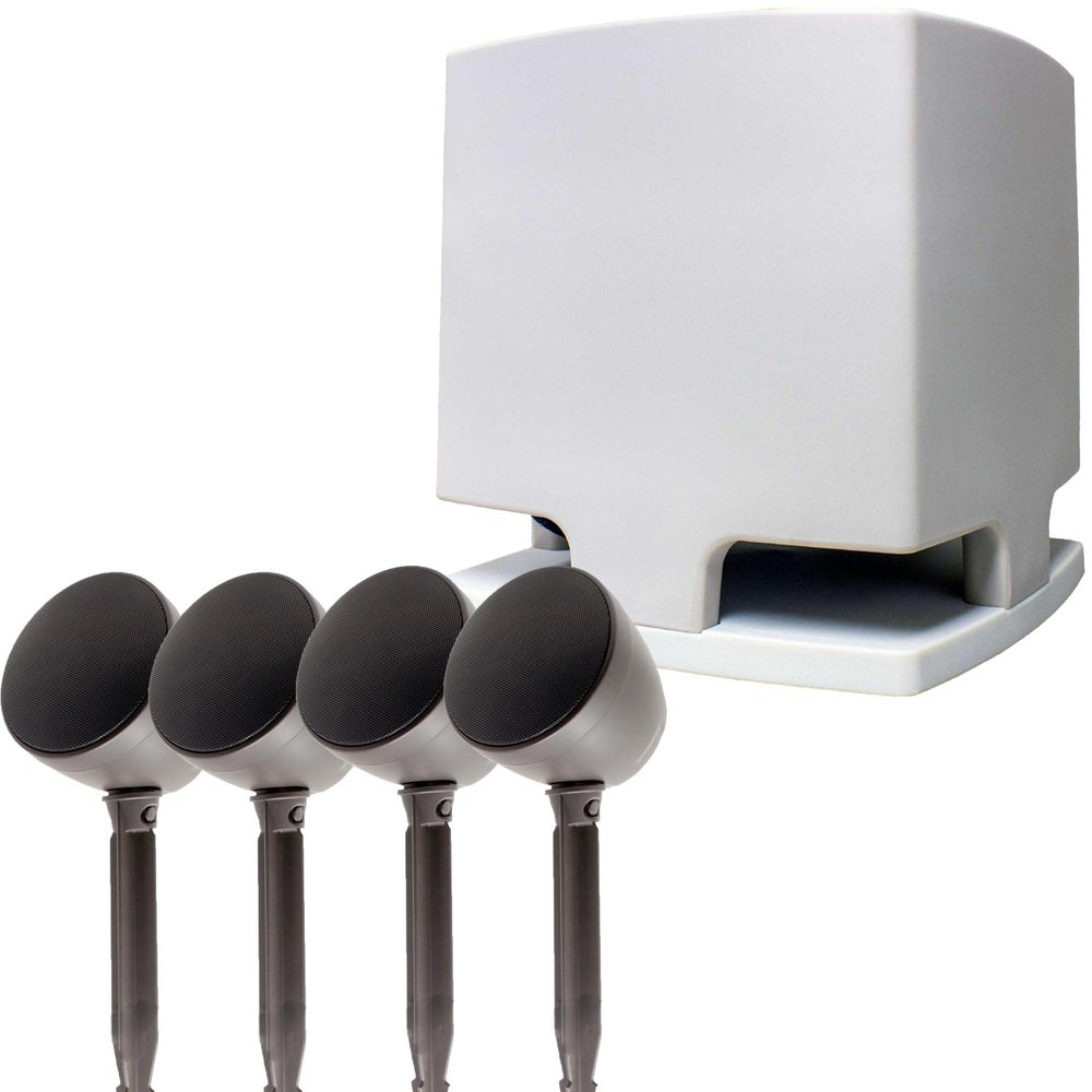 Current Audio CA-LZ100 UltraScape Series 8" Tan Hardscape Subwoofer and 4 Landscape Satellite Speakers Package