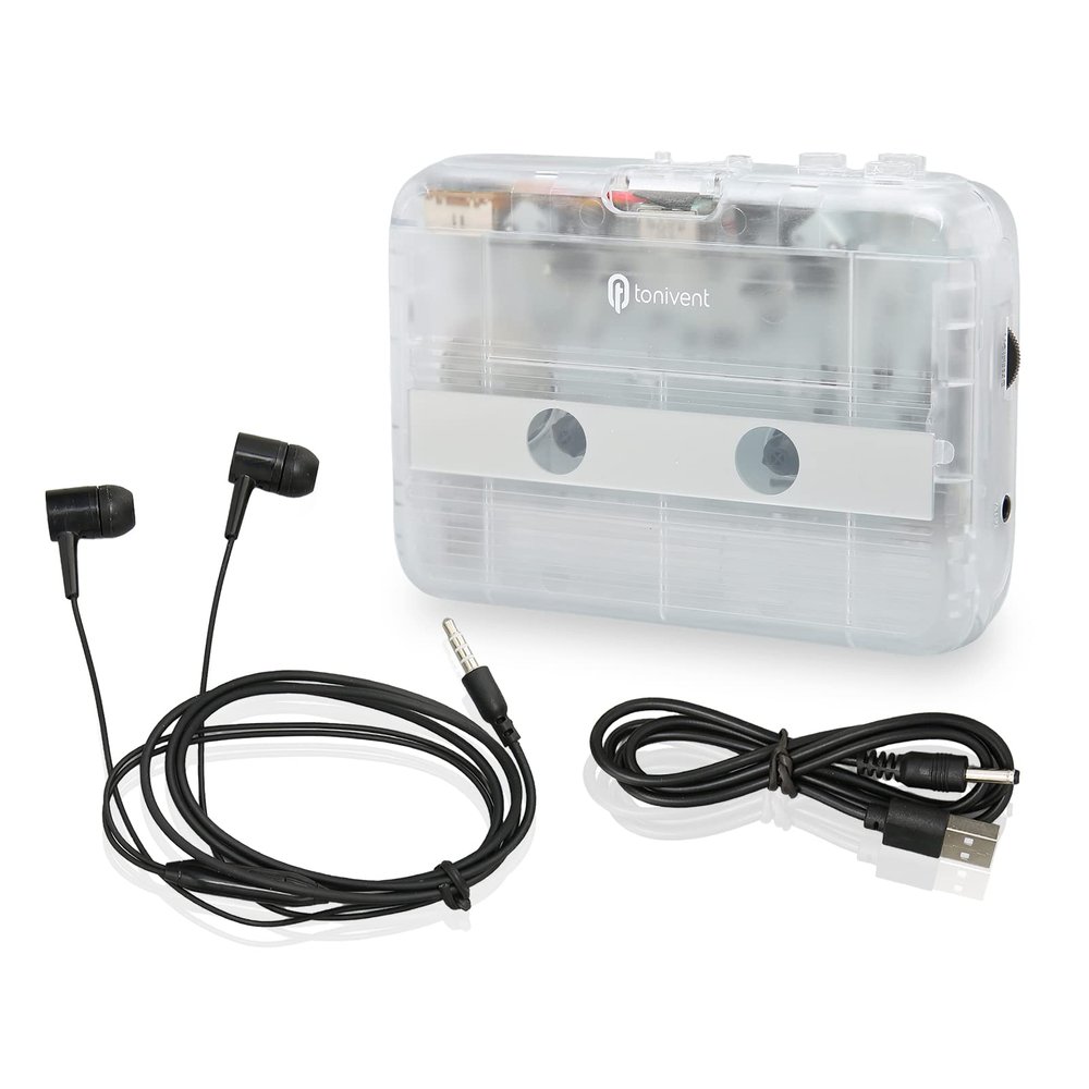 Portable Cassette Player, Bluetooth Tape Player FM Radio Stereo Cassette Tape Player/Recorder with Headphone, Auto Reverse Function(White)