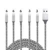 5 Pack 6/6/6/3/3 USB Nylon Charger Adapter Cable,Grey view 1