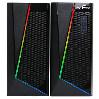 beFree Sound 2.0 Computer Gaming Speakers with LED RGB Lights, Black