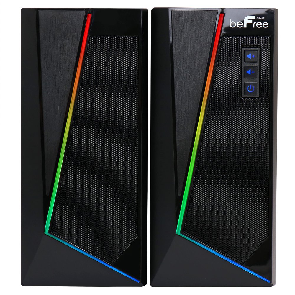 beFree Sound 2.0 Computer Gaming Speakers with LED RGB Lights, Black