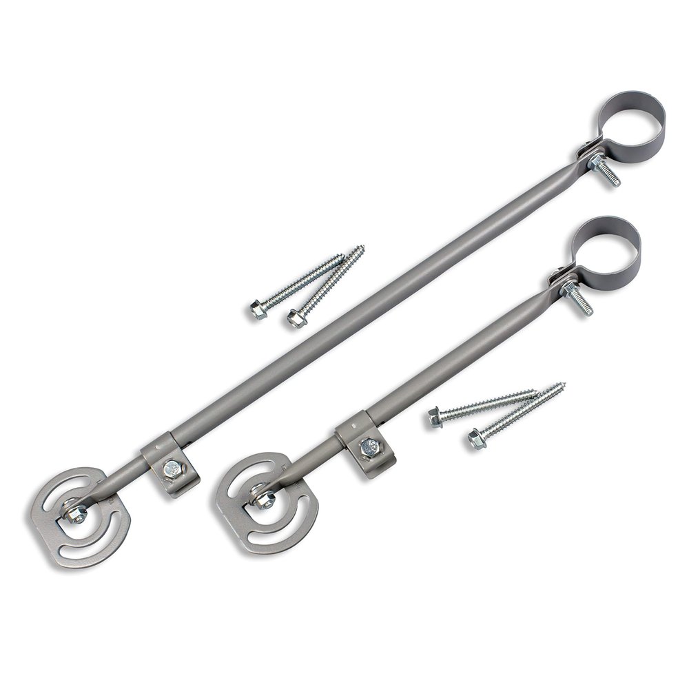 SatelliteSale Universal 2 Support Arms Adjustable Telescopic Monopoles Braces with Screws and Mastic Pitch Pads Short 19" and Long 33"