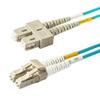 SpeedyFiberTX - 1-Pack 55 Meter Multimode OM3 Duplex SC to LC Fiber Patch Cable, Corning OM3 ClearCurve 50/125 Optical Fiber, Aqua Riser OFNR Cable Jacket view 1