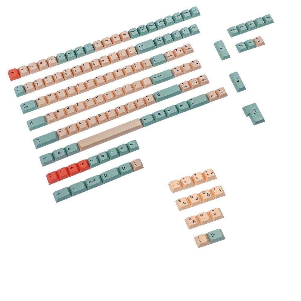 125 Key Hami Melon Dye-sub PBT Keycaps German Spain UK French ISO for MX Switches Keyboard 104 87 61 Filco YMD96 KBD75 FC980M ID80 (UK ISO Kit)