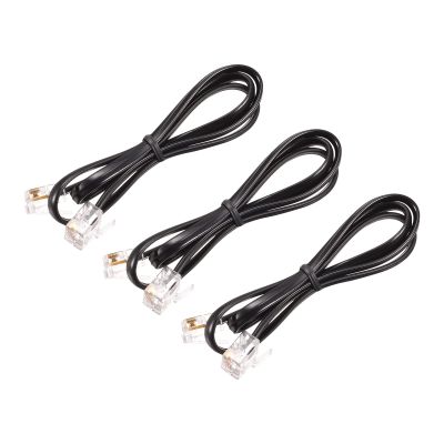 MECCANIXITY Phone Extension Cord 1.64FT Telephone Cable Phone Line Cord RJ11 6P4C Plugs, Male to Male for Phone and Fax Black 3pcs