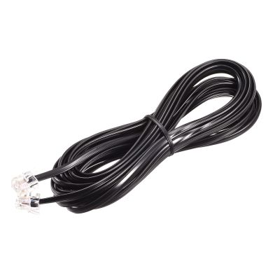 MECCANIXITY Phone Extension Cord 15FT Telephone Cable Phone Line Cord RJ11 6P4C Plugs, Male to Male for Phone and Fax Black 1pcs