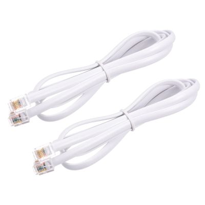 MECCANIXITY Phone Extension Cord 3.28FT Telephone Cable Phone Line Cord RJ11 6P6C Plugs, Male to Male for Phone and Fax White 2pcs