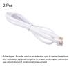 MECCANIXITY Phone Extension Cord 3.28FT Telephone Cable Phone Line Cord RJ11 6P6C Plugs, Male to Male for Phone and Fax White 2pcs view 3