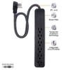 GE UltraPro 6 Outlet Surge Protector, 2 ft Designer Braided Extension Cord, Black, 44070 & Power Strip, 1 Foot Designer Braided Extension Cord, Black/Gray, 45191 view 3