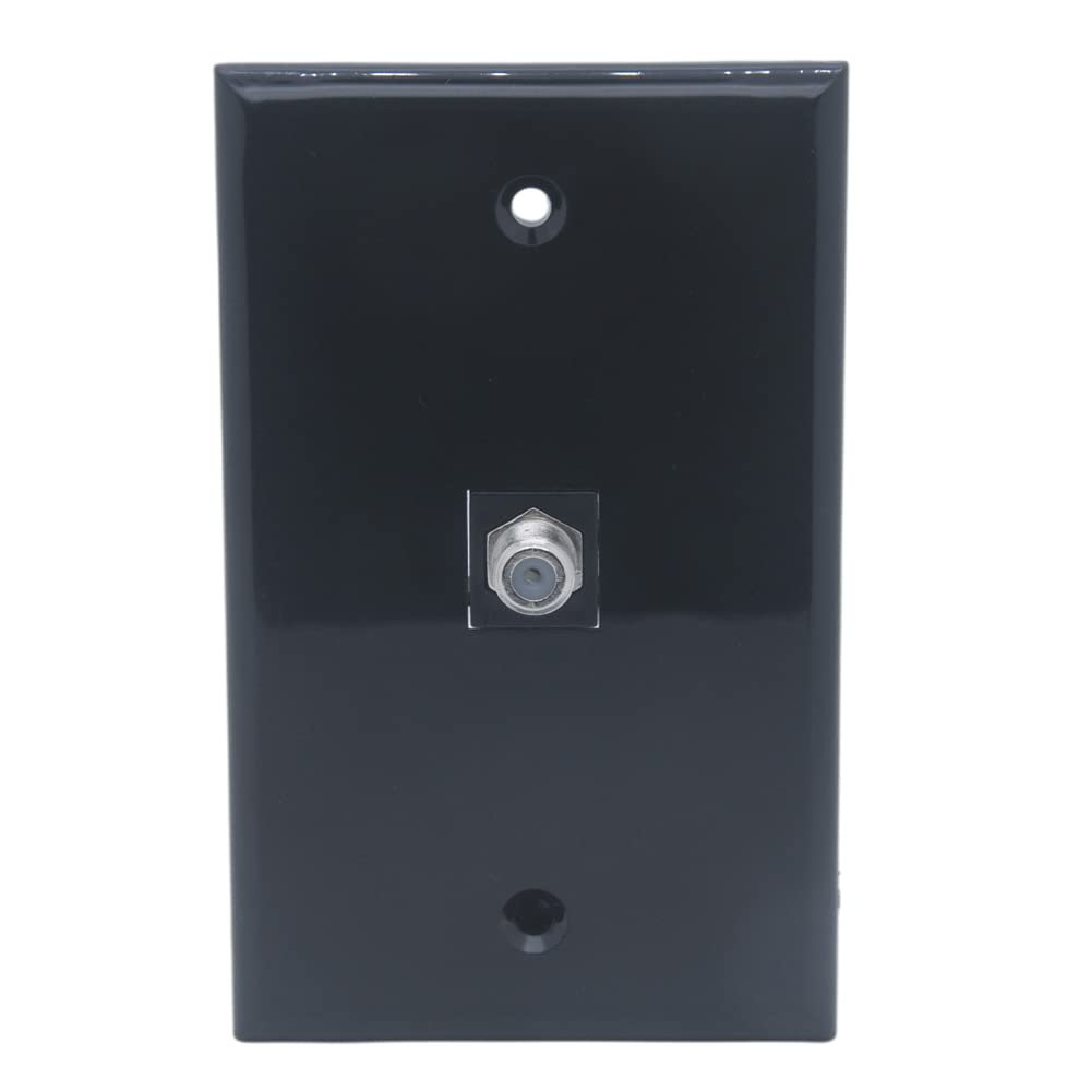 1Gang 1 Port Coaxial RG6 Female To Female Wall Plate (Black)