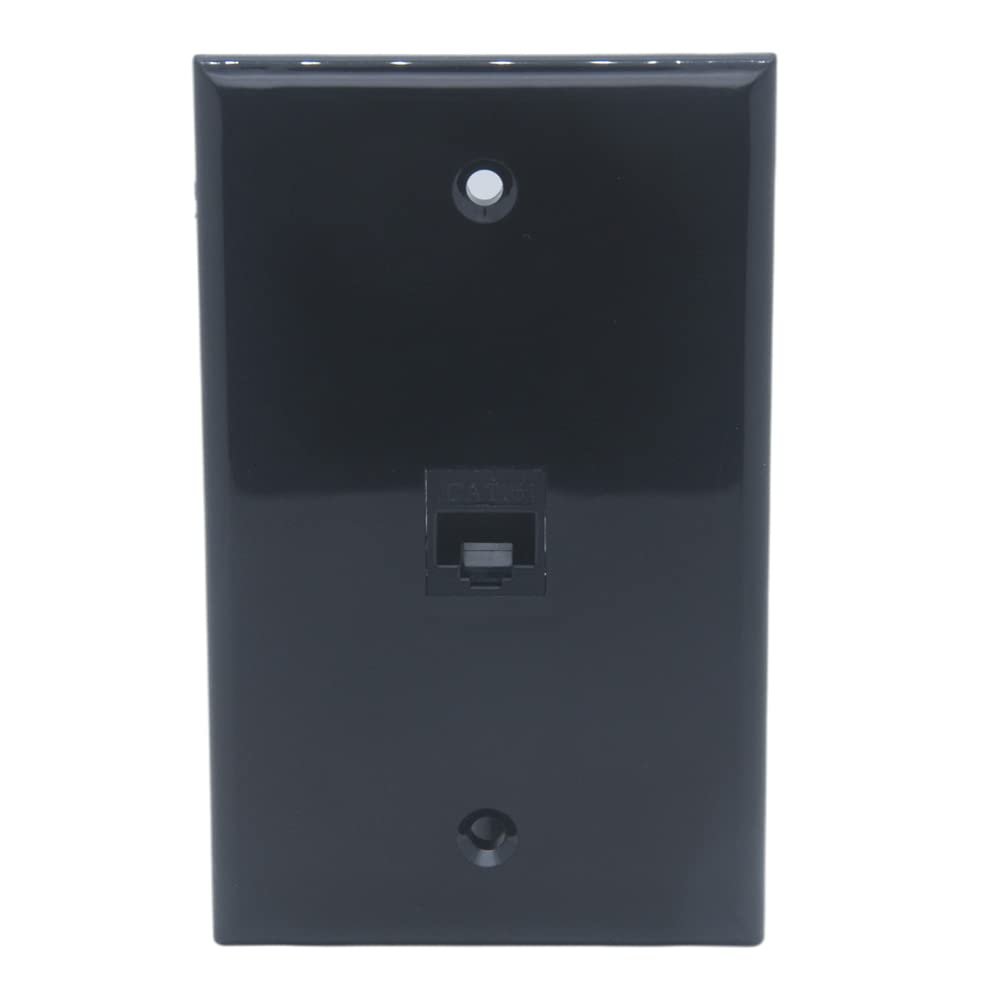1Gang 1 Port CAT6 RJ45 Female To Female Wall Plate (Black)