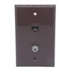 1Gang 1 Port CAT6 RJ45 1 Port Coaxial RG6 Female To Female Wall Plate (Brown) view 1