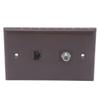 1Gang 1 Port CAT6 RJ45 1 Port Coaxial RG6 Female To Female Wall Plate (Brown) view 2