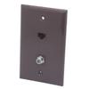 1Gang 1 Port CAT6 RJ45 1 Port Coaxial RG6 Female To Female Wall Plate (Brown) view 4