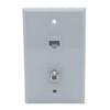 1Gang 1 Port CAT6 RJ45 1 Port Coaxial RG6 Female To Female Wall Plate (Gray) view 1