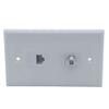 1Gang 1 Port CAT6 RJ45 1 Port Coaxial RG6 Female To Female Wall Plate (Gray) view 2