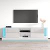 Meble Furniture Efecto 01 Modern High-Gloss TV Stand  LED Lighting  Engineered Wood, 63.8" W x 15.7" D x 19.3" H  White view 1