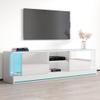 Meble Furniture Efecto 01 Modern High-Gloss TV Stand  LED Lighting  Engineered Wood, 63.8" W x 15.7" D x 19.3" H  White view 2