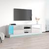 Meble Furniture Efecto 01 Modern High-Gloss TV Stand  LED Lighting  Engineered Wood, 63.8" W x 15.7" D x 19.3" H  White view 3