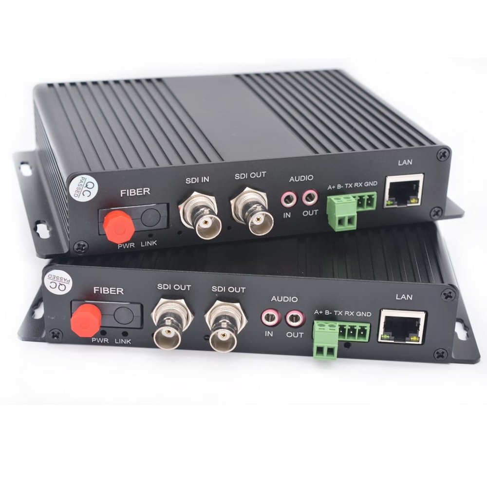 Wekuant 3G SDI Over Fiber Optic Converters, HD Video Audio Ethernet RS485 Data to Fiber, Lossless Transmission, Singlemode up to 12.4miles, Transmitter and Receiver Kit.