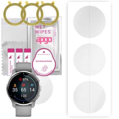 apgo 3x Hydrogel Ultra-Clear Screen Protector for Garmin Venu 2 Plus, Hydrogel Film, Flexible, Soft TPU with positioning layer easy installation